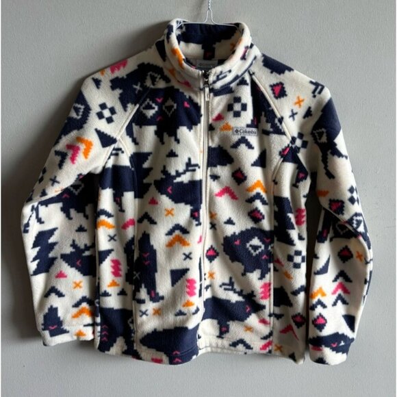 Columbia Benton Springs Printed Fleece Jacket Multicolor Youth Size L (14/16) - Picture 1 of 10